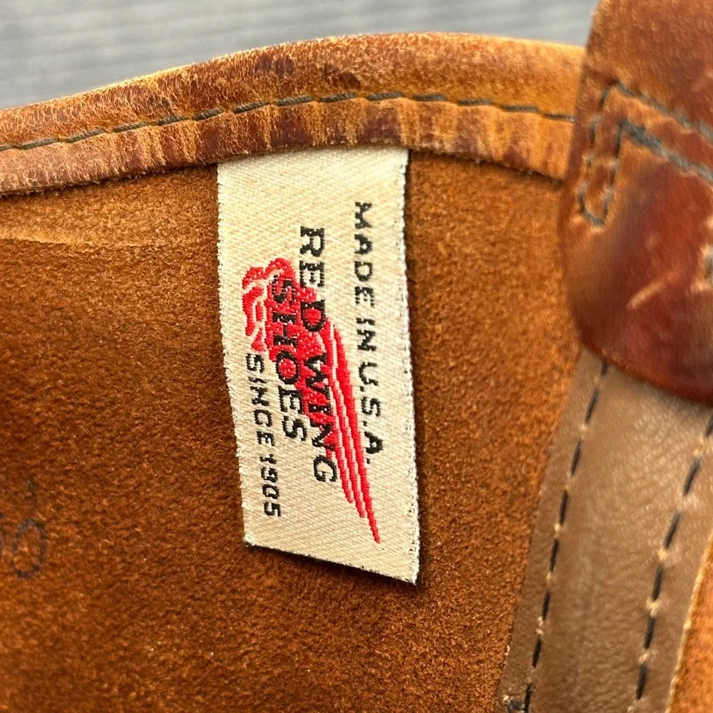 Red Wing SuperSole Pecos Work Boots Mens 7.5 D Brown Leather Made in USA 1105